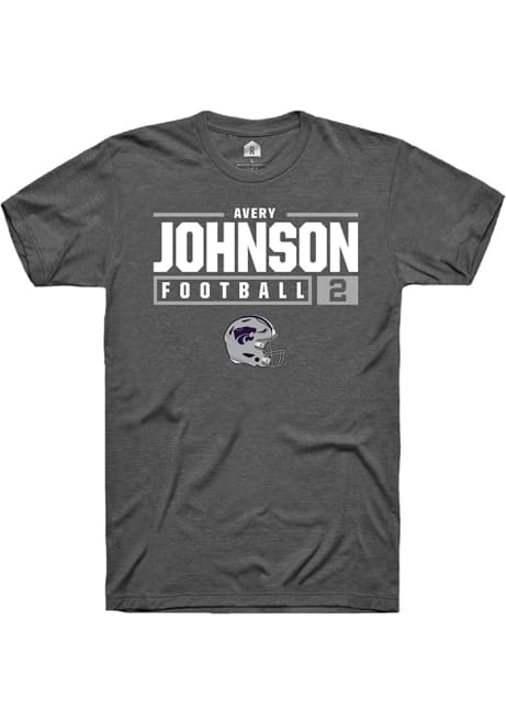Avery Johnson Grey K-State Wildcats NIL Stacked Box Short Sleeve T Shirt
