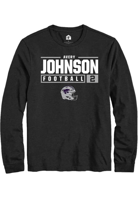 Avery Johnson Rally Mens Black K-State Wildcats NIL Stacked Box Tee