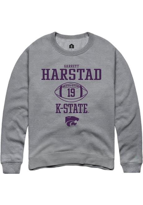 Garrett Harstad Rally Mens Grey K-State Wildcats NIL Sport Icon Crew Sweatshirt