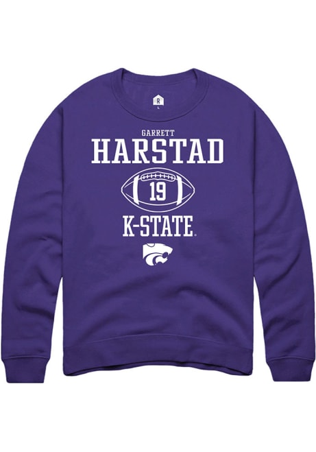 Garrett Harstad Rally Mens Purple K-State Wildcats NIL Sport Icon Crew Sweatshirt