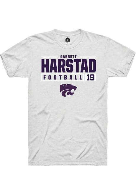 Garrett Harstad White K-State Wildcats NIL Stacked Box Short Sleeve T Shirt