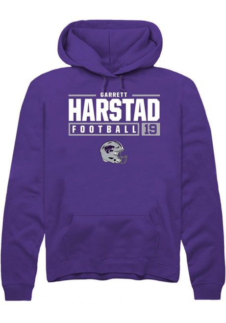 Garrett Harstad Rally Mens Purple K-State Wildcats NIL Stacked Box Hooded Sweatshirt