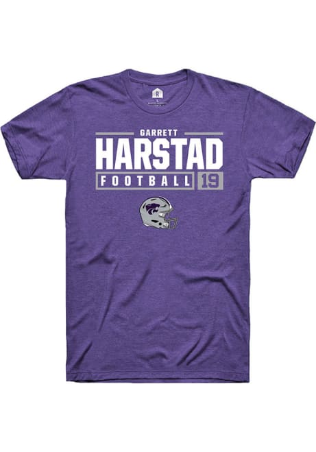 Garrett Harstad Purple K-State Wildcats NIL Stacked Box Short Sleeve T Shirt