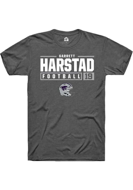 Garrett Harstad Grey K-State Wildcats NIL Stacked Box Short Sleeve T Shirt
