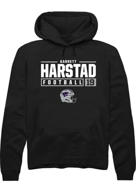 Garrett Harstad Rally Mens Black K-State Wildcats NIL Stacked Box Hooded Sweatshirt
