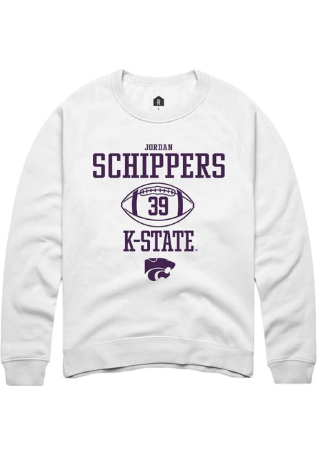 Jordan Schippers Rally Mens White K-State Wildcats NIL Sport Icon Crew Sweatshirt