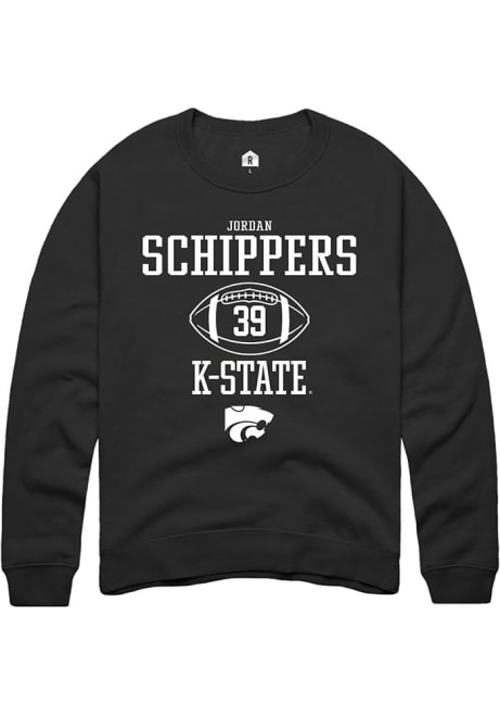 Jordan Schippers Rally Mens Black K-State Wildcats NIL Sport Icon Crew Sweatshirt