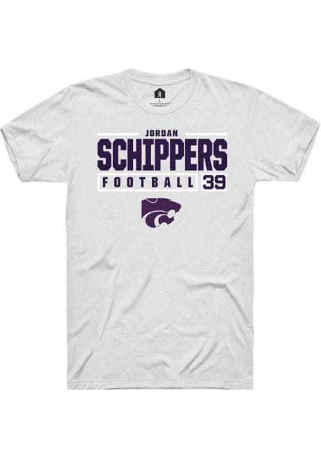 Jordan Schippers White K-State Wildcats NIL Stacked Box Short Sleeve T Shirt