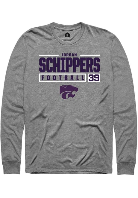 Jordan Schippers Rally Mens Graphite K-State Wildcats NIL Stacked Box Tee