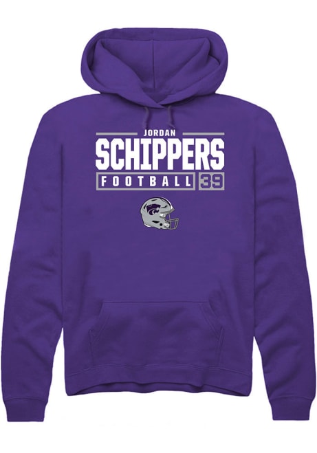 Jordan Schippers Rally Mens Purple K-State Wildcats NIL Stacked Box Hooded Sweatshirt
