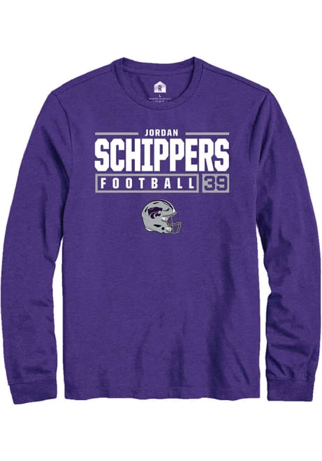 Jordan Schippers Rally Mens Purple K-State Wildcats NIL Stacked Box Tee