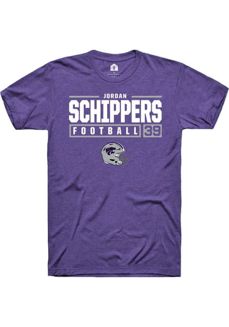 Jordan Schippers Purple K-State Wildcats NIL Stacked Box Short Sleeve T Shirt