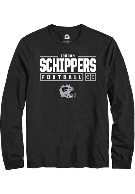 Jordan Schippers Rally Mens Black K-State Wildcats NIL Stacked Box Tee