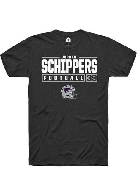 Jordan Schippers Black K-State Wildcats NIL Stacked Box Short Sleeve T Shirt