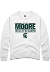 Main image for Aliyah Moore  Rally Michigan State Spartans Mens White NIL Stacked Box Long Sleeve Crew Sweatshi..