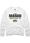 Main image for Luqman Masud  Rally Missouri Tigers Mens White NIL Stacked Box Long Sleeve Crew Sweatshirt
