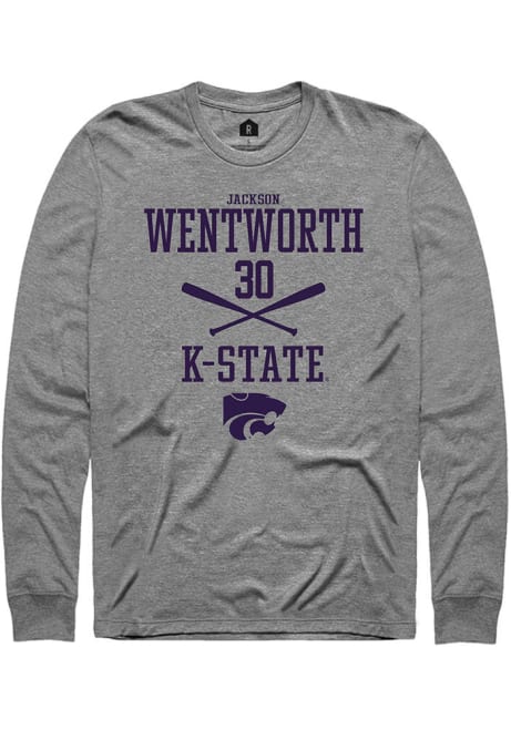 Jackson Wentworth Rally Mens Graphite K-State Wildcats NIL Sport Icon Tee