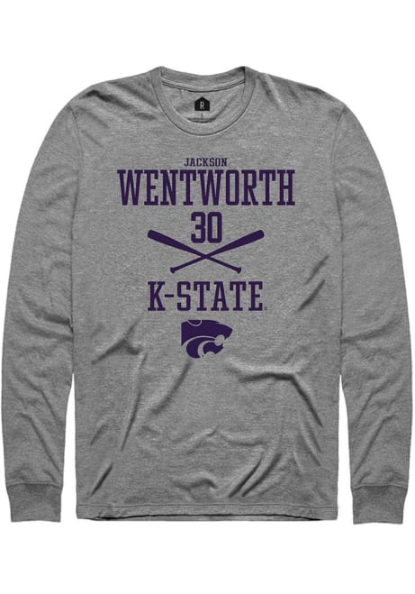 Jackson Wentworth Rally Mens Grey K-State Wildcats NIL Sport Icon Tee