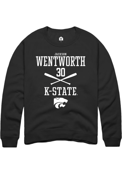 Jackson Wentworth Rally Mens Black K-State Wildcats NIL Sport Icon Crew Sweatshirt