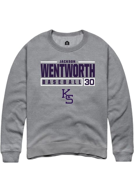 Jackson Wentworth Rally Mens Grey K-State Wildcats NIL Stacked Box Crew Sweatshirt