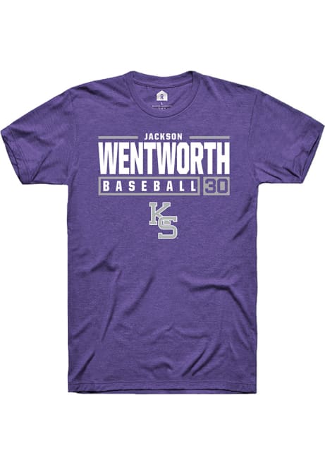 Jackson Wentworth Purple K-State Wildcats NIL Stacked Box Short Sleeve T Shirt