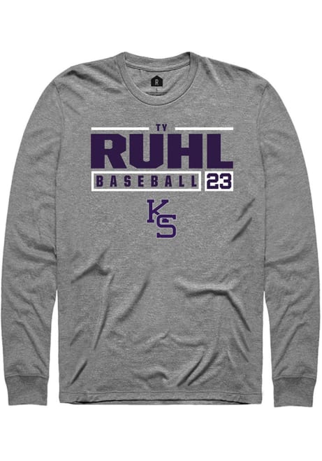 Ty Ruhl Rally Mens Graphite K-State Wildcats NIL Stacked Box Tee