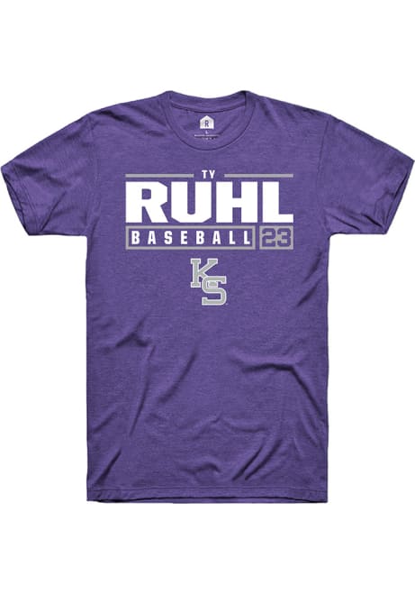 Ty Ruhl Purple K-State Wildcats NIL Stacked Box Short Sleeve T Shirt