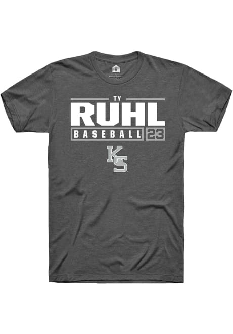 Ty Ruhl Grey K-State Wildcats NIL Stacked Box Short Sleeve T Shirt