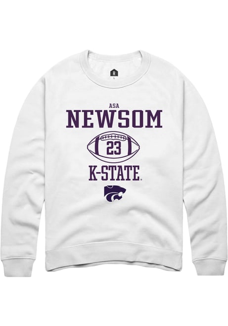 Asa Newsom Rally Mens White K-State Wildcats NIL Sport Icon Crew Sweatshirt