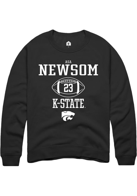 Asa Newsom Rally Mens Black K-State Wildcats NIL Sport Icon Crew Sweatshirt