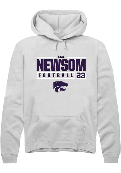 Asa Newsom Rally Mens White K-State Wildcats NIL Stacked Box Hooded Sweatshirt