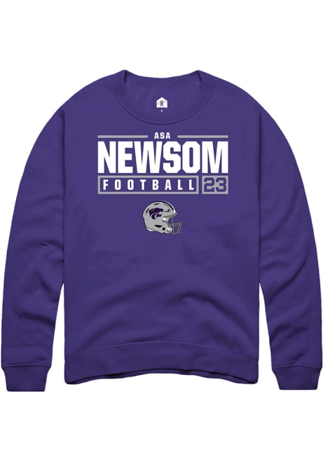 Asa Newsom Rally Mens Purple K-State Wildcats NIL Stacked Box Crew Sweatshirt