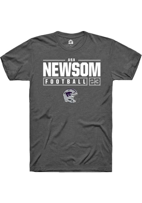 Asa Newsom Dark Grey K-State Wildcats NIL Stacked Box Short Sleeve T Shirt