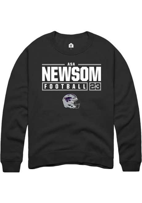 Asa Newsom Rally Mens Black K-State Wildcats NIL Stacked Box Crew Sweatshirt