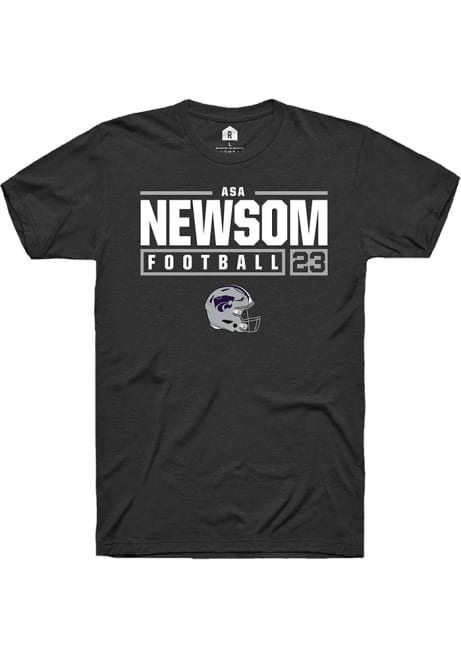 Asa Newsom Black K-State Wildcats NIL Stacked Box Short Sleeve T Shirt