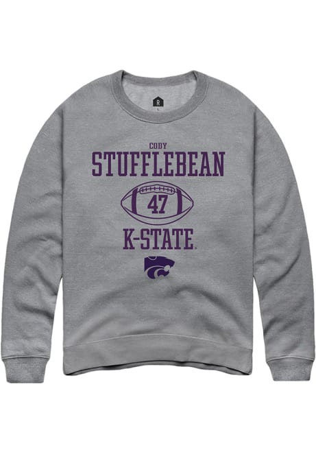 Cody Stufflebean Rally Mens Grey K-State Wildcats NIL Sport Icon Crew Sweatshirt