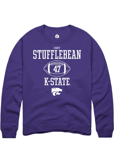 Cody Stufflebean Rally Mens Purple K-State Wildcats NIL Sport Icon Crew Sweatshirt