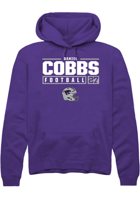 Daniel Cobbs Rally Mens Purple K-State Wildcats NIL Stacked Box Hooded Sweatshirt