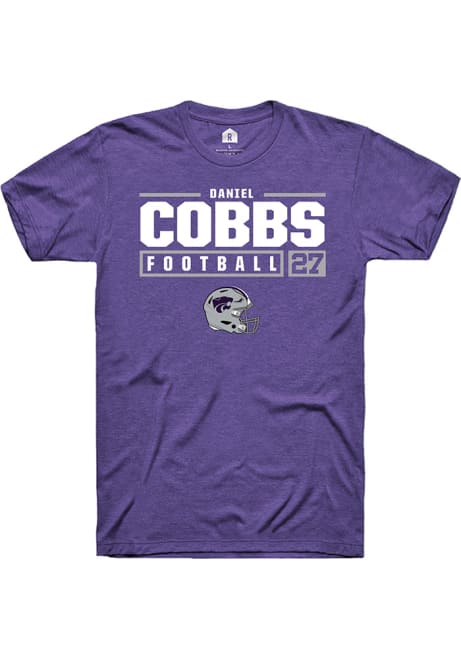Daniel Cobbs Purple K-State Wildcats NIL Stacked Box Short Sleeve T Shirt