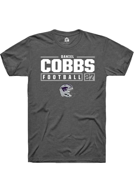 Daniel Cobbs Grey K-State Wildcats NIL Stacked Box Short Sleeve T Shirt