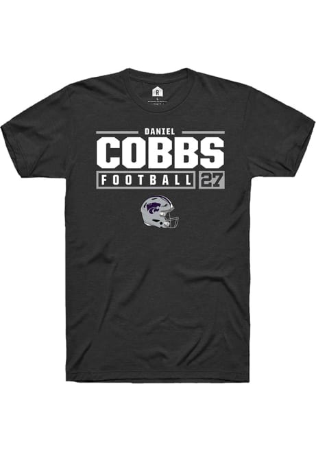 Daniel Cobbs Black K-State Wildcats NIL Stacked Box Short Sleeve T Shirt