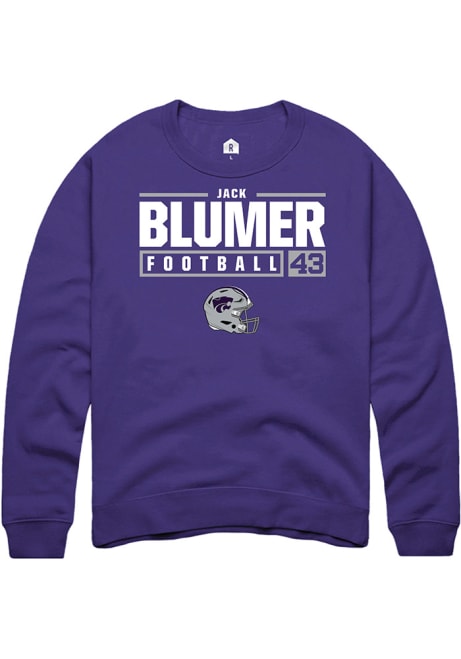 Jack Blumer Rally Mens Purple K-State Wildcats NIL Stacked Box Crew Sweatshirt
