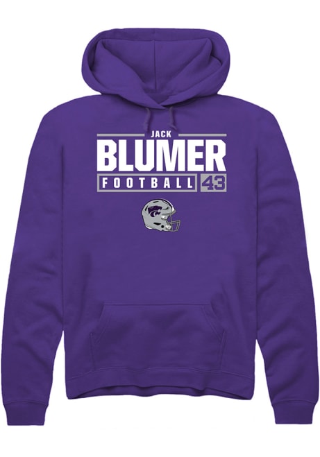 Jack Blumer Rally Mens Purple K-State Wildcats NIL Stacked Box Hooded Sweatshirt