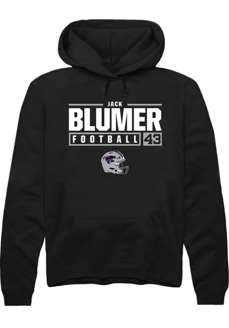 Jack Blumer Rally Mens Black K-State Wildcats NIL Stacked Box Hooded Sweatshirt