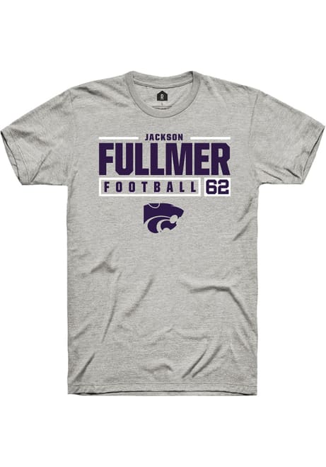 Jackson Fullmer Grey K-State Wildcats NIL Stacked Box Short Sleeve T Shirt