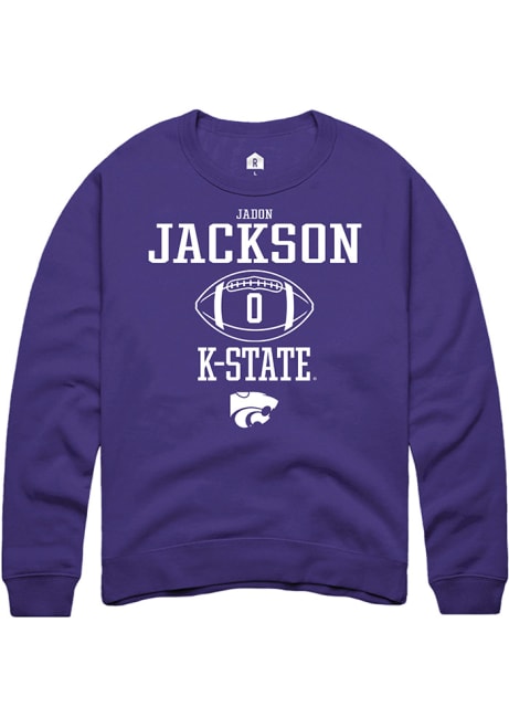 Jadon Jackson Rally Mens Purple K-State Wildcats NIL Sport Icon Crew Sweatshirt
