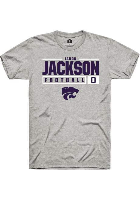 Jadon Jackson Ash K-State Wildcats NIL Stacked Box Short Sleeve T Shirt