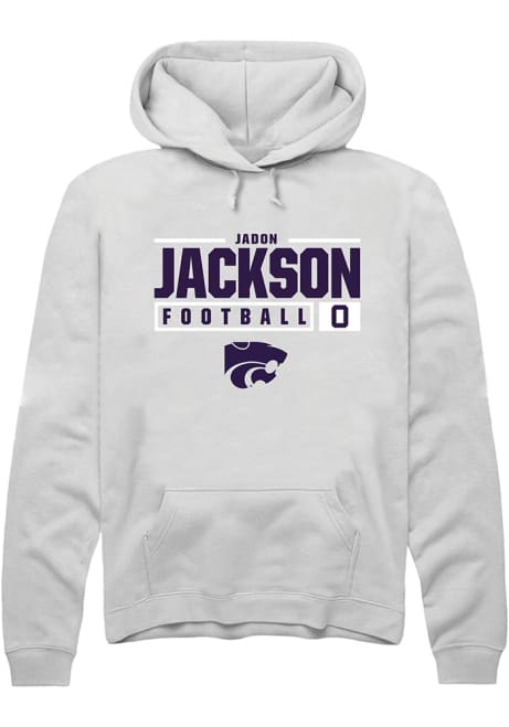 Jadon Jackson Rally Mens White K-State Wildcats NIL Stacked Box Hooded Sweatshirt