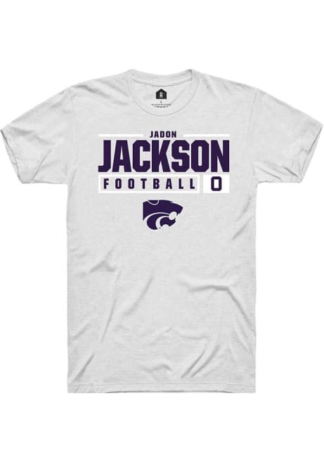 Jadon Jackson White K-State Wildcats NIL Stacked Box Short Sleeve T Shirt