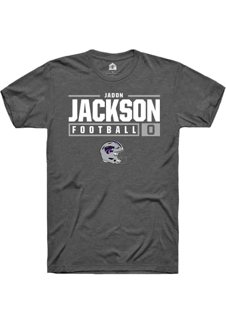 Jadon Jackson Grey K-State Wildcats NIL Stacked Box Short Sleeve T Shirt